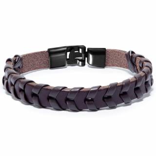 Bracelet homme similicuir marron � lani�res en chevrons