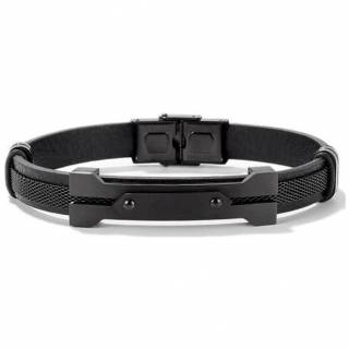 Bracelet homme similicuir � plaque d'acier en H rivet�e