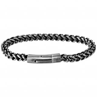 Bracelet homme torsad� en acier vieilli avec fermoir cylindrique