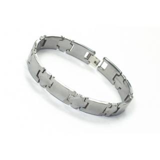 Bracelet homme en tungst�ne � plaques biseaut�es et articulations en croix