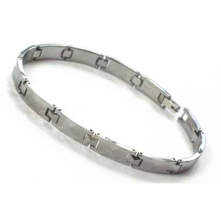 Bracelet homme en tungst�ne � surface biseaut�e de losanges