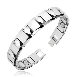 Bracelet homme en tungst�ne � segments en "H" et losanges
