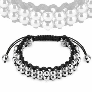 Bracelet mixte en corde avec perles en acier argent�es