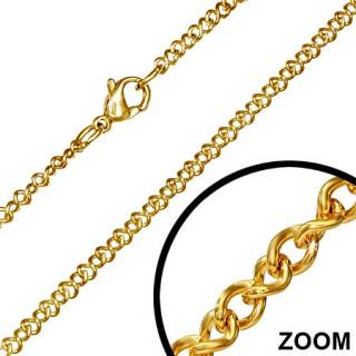 Chaine acier � maillons dor�s tr�s fins