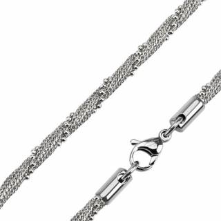 Chaine homme acier � maille perl�e argent�e en spirales