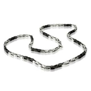 Cha�ne homme acier � maille rectangulaire bicolore