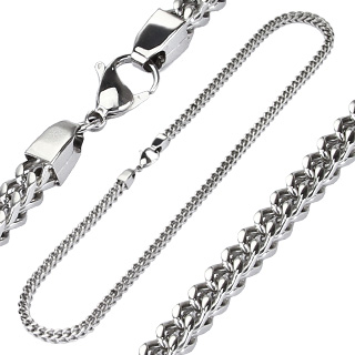 Chaine homme acier � mailles carr�e tress�e