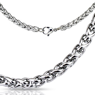 Chaine homme acier � mailles ondul�es