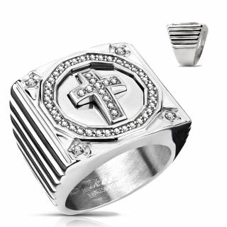 Chevali�re croix latine cercl�e de pierres