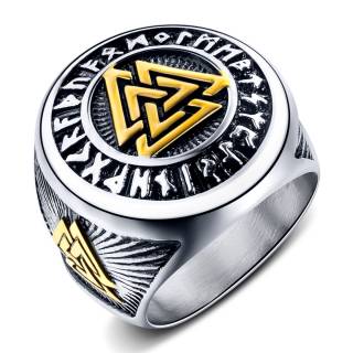 Chevali�re homme viking en acier � blason triangles Valknut