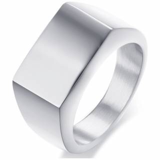 Chevali�re homme en acier poli � face rectangulaire