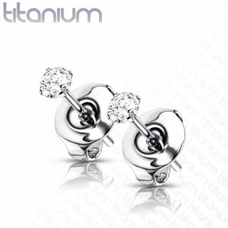 Clous d'oreilles Titane G23 � pierre zirconium