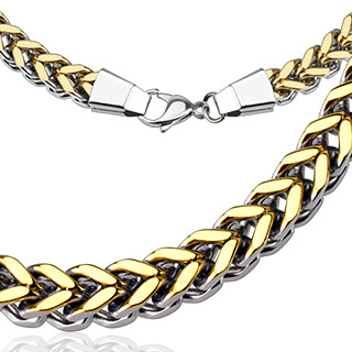 Collier homme acier � mailles Duo en "V"