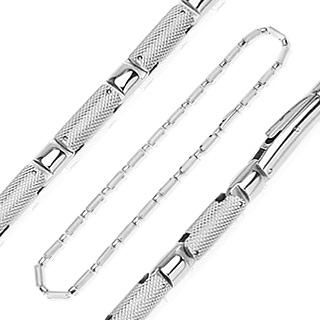 Collier homme acier � mailles cylindriques style lime