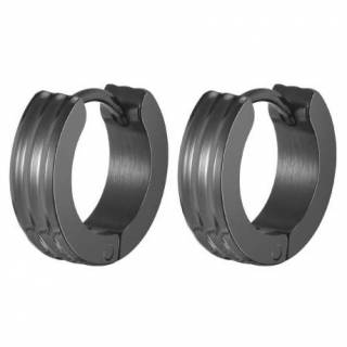 Cr�oles homme noires rainur�es en acier (paire)