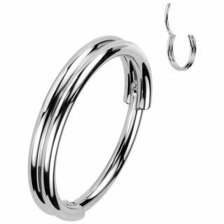 Double anneau nez oreille acier haute pr�cision � charni�re clicker "DIAPHANOUS"