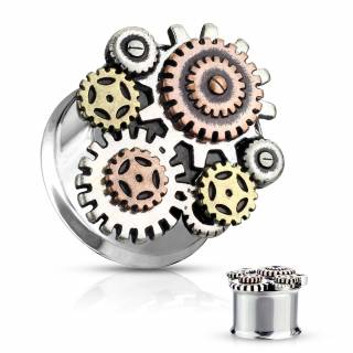 Ecarteur plug acier Steampunk � engrenages