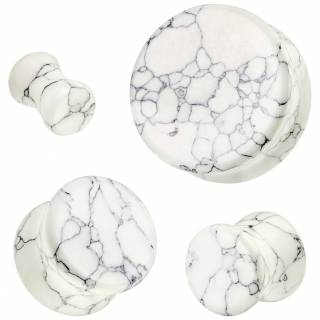 Ecarteur plug double �vas� en Howlite blanche "ZENITH LITHOS"