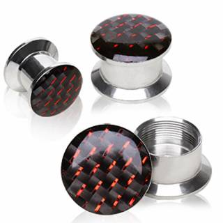 Ecarteur plug en acier � imitation fibre de carbonne noire et rouge