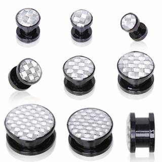 Ecarteur plug en acrylique � imitation fibre de carbonne blanc argent�