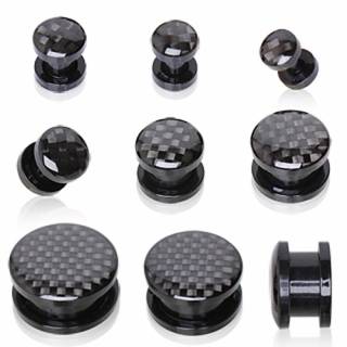 Ecarteur plug en acrylique � imitation fibre de carbonne noire