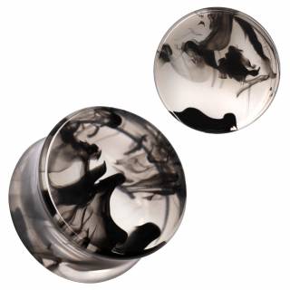 Ecarteur plug transparent � volutes noires style encre