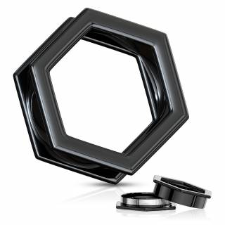 Ecarteur tunnel hexagonal noir d�vissable en acier