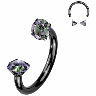 Fer � cheval noir en Titane � zirconiums Vitrail M�dium (filetage interne) "VITRAILYS CURVE"