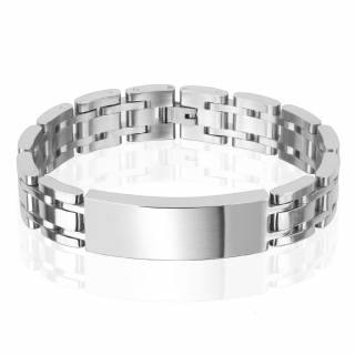 Gourmette homme en acier � maillons larges et arrondis