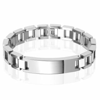 Gourmette homme en acier style classique � maillons droits