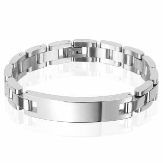 Gourmette homme en acier style classique � maillons arrondis