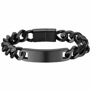 Gourmette pour homme en acier Noir � maillons larges