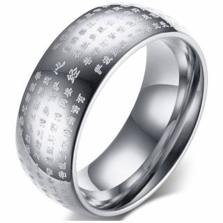 Bague homme en acier � �critures bouddhistes