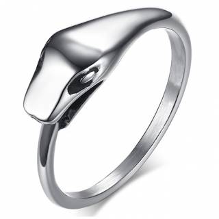 Bague mixte fine en acier � t�te de serpent