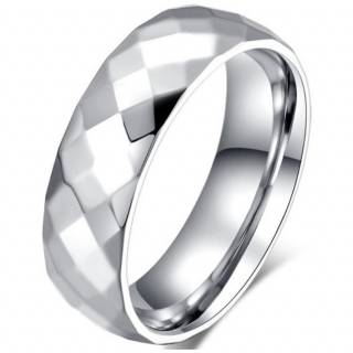 Bague homme en acier � relief facett�