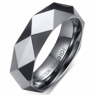 Bague homme facett�e en tungst�ne gris