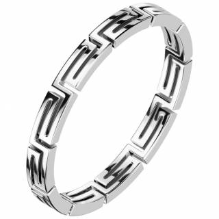 Anneau mixte labyrinthe en acier inoxydable "DAEDALOS"