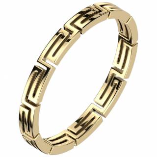 Anneau mixte labyrinthe en acier dor� "ARIADNE'S PATH"