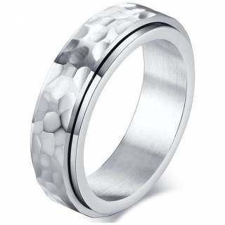 Bague homme acier � bandeau tournant martel� "TELAMON"