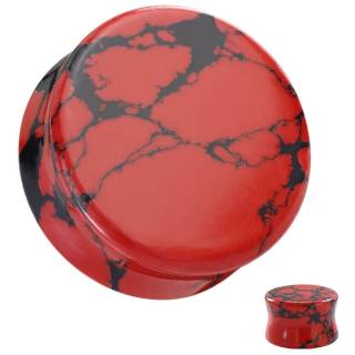 Plug rouge vein� noir en pierre de Jaspe