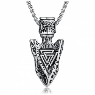 Pendentif acier vieille pointe de fl�che � Valknut "ODIN\\'S MARK"