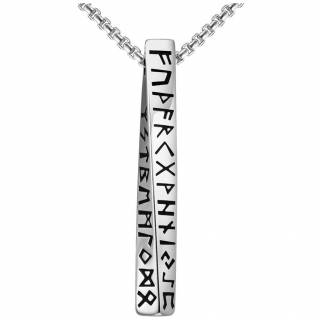 Pendentif homme pilier � runes vikings en acier (chaine incluse)