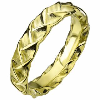 Bague dor�e style celtique aspect tress� en acier
