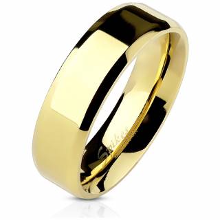 Bague mixte acier dor�e � bords biseaut�s