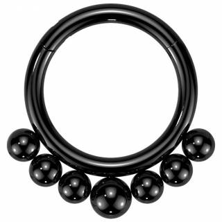 Anneau segment en Titane noir � billes asym�triques
