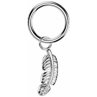 Piercing anneau Titane � plume en pendentif (oreille, t�ton, nombril...)