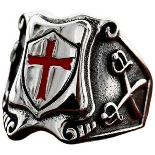 Bague homme acier � Bouclier de templier