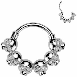 Anneau charni�re � 6 cranes en acier haute pr�cision (oreille, septum...)