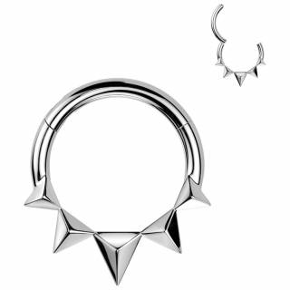 Anneau charni�re � triangles pyramidaux en acier haute pr�cision (oreille, septum...)