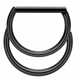 Anneau charni�re Titane noir en forme de lettre D doubl�e